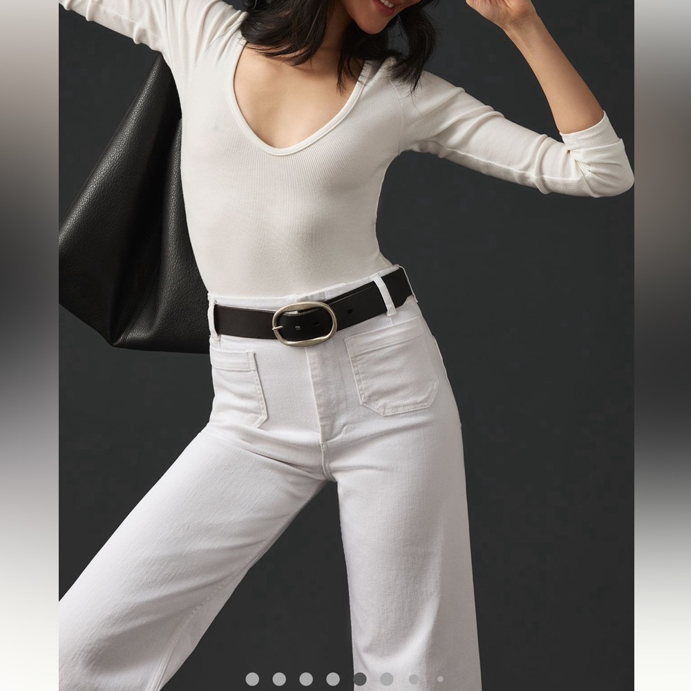 Pilcro Wide-Leg Crop White Denim